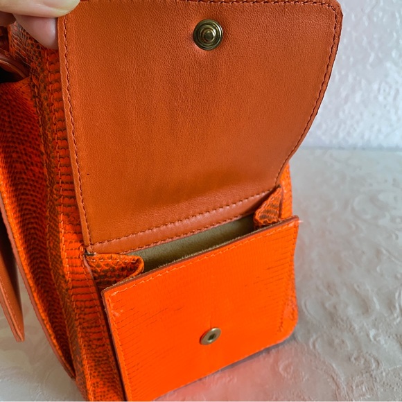 Jimmy Choo neon orange lizard quilted structured bag - Picture 6 of 15